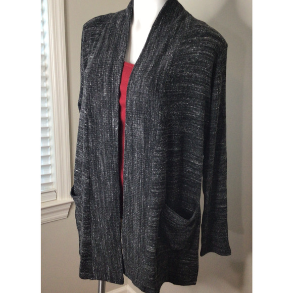 Laila Jayde Charcoal Gray Shawl Collar Open Front Cardigan Petite XXL - Picture 1 of 6